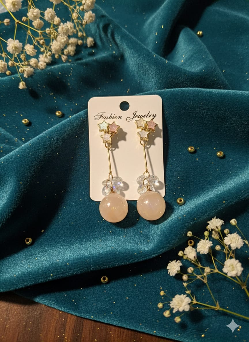 "Stellar Bloom" Pearl Drop Earrings
